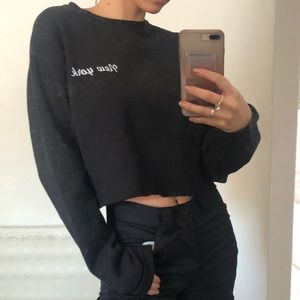 J.Galt Brandy Melville Black Crop New York Sweater